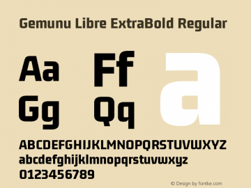 Gemunu Libre ExtraBold Version 1.001 ; ttfautohint (v1.6)图片样张