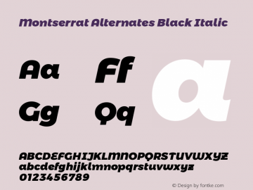 Montserrat Alternates Black Italic Version 6.001图片样张