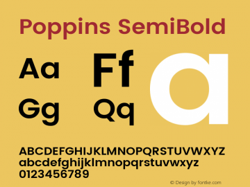 Poppins SemiBold Version 2.000;PS 1.0;hotconv 1.0.79;makeotf.lib2.5.61930; ttfautohint (v1.3) Font Sample