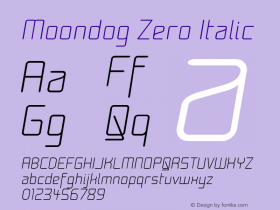 Moondog Zero Italic 1.0 Font Sample