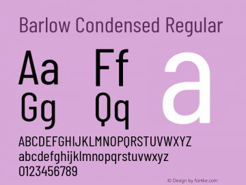 Barlow Condensed Regular Version 1.408 Font Sample