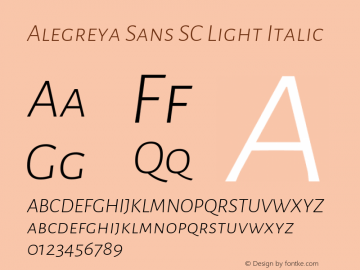 Alegreya Sans SC Light Italic Version 2.003; ttfautohint (v1.6)图片样张