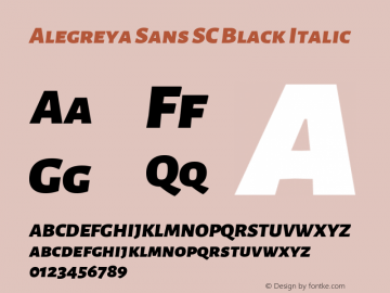 Alegreya Sans SC Black Italic Version 2.003; ttfautohint (v1.6)图片样张