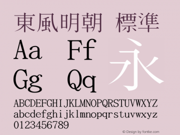 東風明朝 Version 0.01 Font Sample