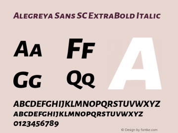 Alegreya Sans SC ExtraBold Italic Version 2.003; ttfautohint (v1.6)图片样张