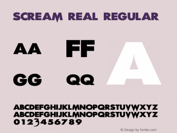 Scream Real Regular OTF 1.000;PS 001.001;Core 1.0.29 Font Sample