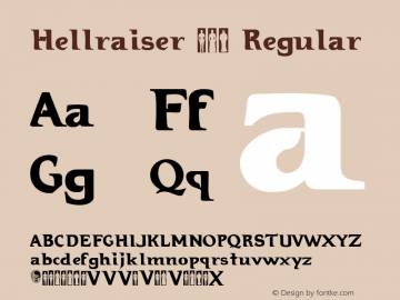 Hellraiser 3 Regular 2.0 Font Sample