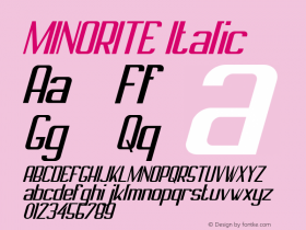 MINORITE Italic Version 1.000 Font Sample