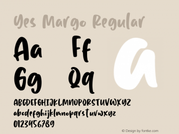 Yes Margo Version 1.00;January 14, 2021;FontCreator 12.0.0.2545 64-bit图片样张