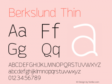 Berkslund Thin 1.000 Font Sample