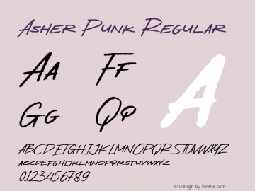 Asher Punk Version 1.00;January 16, 2021;FontCreator 12.0.0.2565 64-bit图片样张