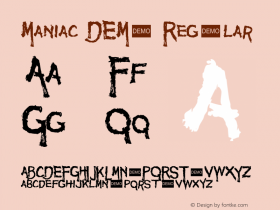 Maniac DEMO Regular OTF 1.000;PS 001.002;Core 1.0.29 Font Sample