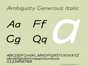 Ambiguity Generous Italic Version 1.00,图片样张