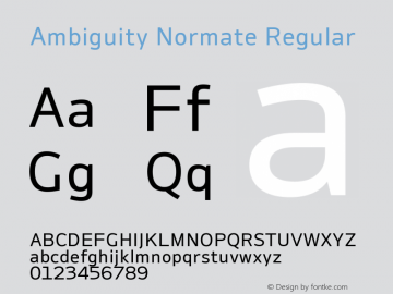 Ambiguity Normate Version 1.00, Font Sample
