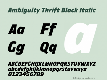 Ambiguity Thrift Black Italic Version 1.00,图片样张