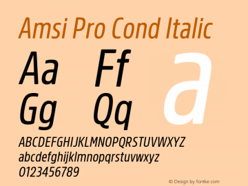 Amsi Pro Cond Italic 2.030 Font Sample