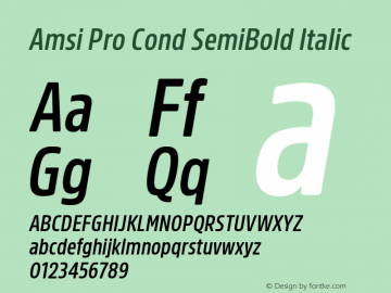 Amsi Pro Cond SemiBold Italic 2.030 Font Sample