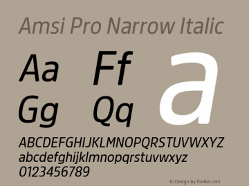 Amsi Pro Narrow Italic 2.030 Font Sample