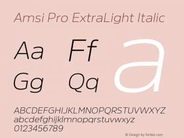 Amsi Pro ExtraLight Italic 2.030 Font Sample