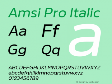 Amsi Pro Italic 2.030 Font Sample