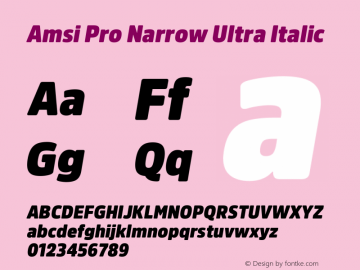 Amsi Pro Narrow Ultra Italic 2.030 Font Sample