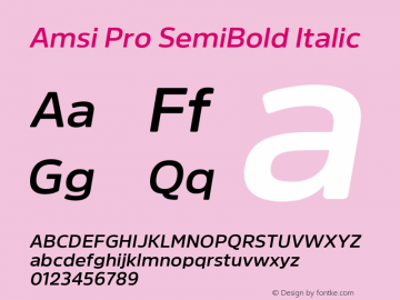 Amsi Pro SemiBold Italic 2.030 Font Sample