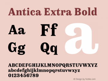 Antica Extra Bold 1.000 Font Sample