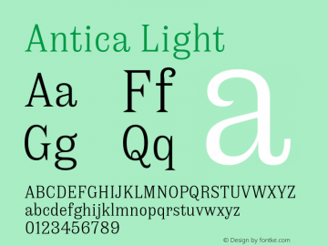 Antica Light 1.000 Font Sample