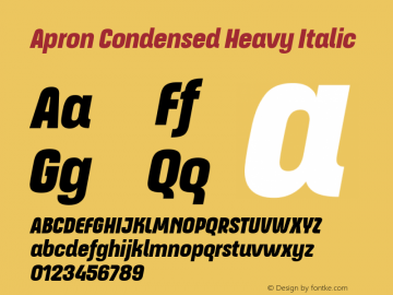 Apron Condensed Heavy Italic 1.000图片样张