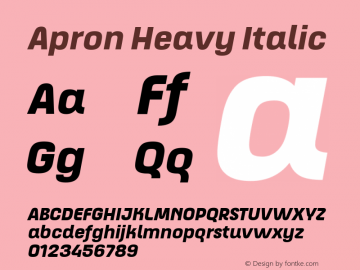 Apron Heavy Italic 1.000 Font Sample