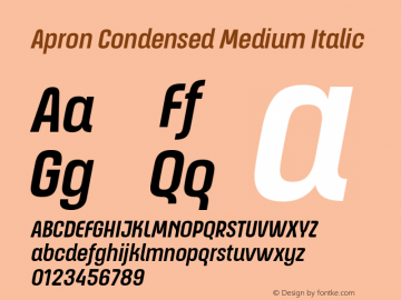 Apron Condensed Medium Italic 1.000图片样张