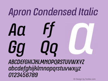 Apron Condensed Italic 1.000图片样张