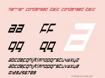 Harrier Condensed Italic Condensed Italic 1 Font Sample
