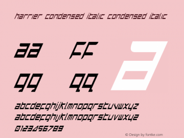Harrier Condensed Italic Condensed Italic 1 Font Sample