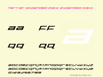 Harrier Expanded Italic Expanded Italic 1 Font Sample