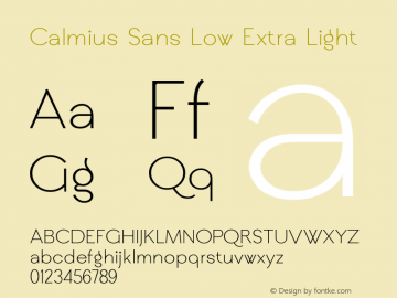 Calmius Sans Low Extra Light 1.000 Font Sample