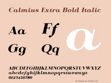 Calmius Extra Bold Italic 1.000 Font Sample