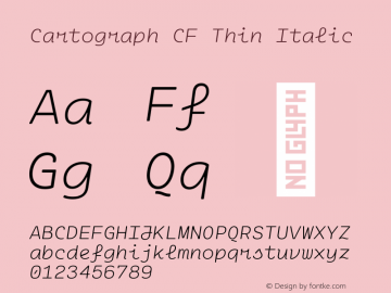 Cartograph CF Thin Italic 2.200 Font Sample