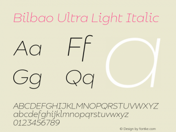 Bilbao Ultra Light Italic 1.000图片样张