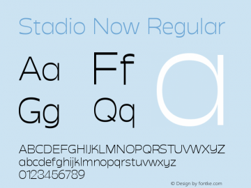 Stadio Now Regular Version 1.006 Font Sample