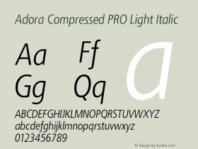 Adora Compressed PRO Light Italic Version 2.015 | web-TT Font Sample