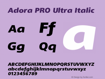 Adora PRO Black Bold Italic Version 2.015 | web-TT Font Sample