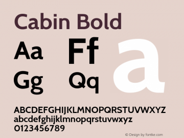 Cabin Bold Version 1.005 Font Sample