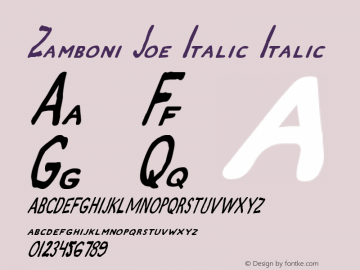 Zamboni Joe Italic Italic 1 Font Sample