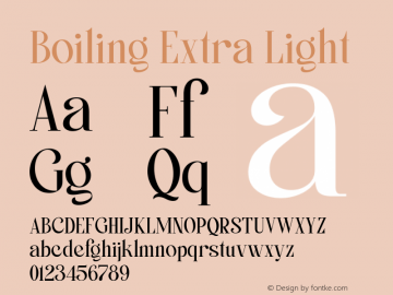 Boiling Extra Light 1.000 Font Sample