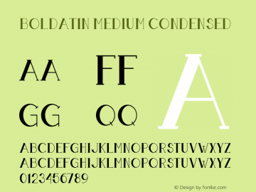 Boldatin Medium Condensed 1.000 Font Sample