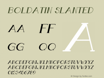 Boldatin Slanted 1.000 Font Sample