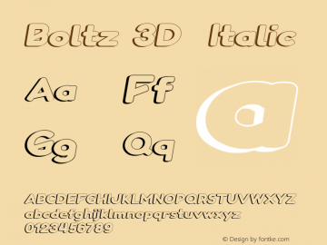 Boltz 3D  Italic 1.000 Font Sample