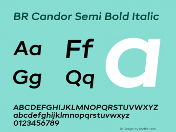 BR Candor Semi Bold Italic 1.000 Font Sample