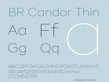 BR Candor Thin 1.000 Font Sample